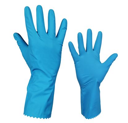 Latex household glove, blue, size S - XL