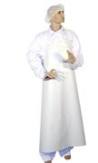Butcher rubber apron, with sewed edge, white, y-fittings